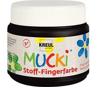 Eduplay 628112 Kreul 28106-Mucki Luminous Fabric Paint, 150 ml in Black, Water-Based, paraben, Gluten, Lactose-Free and Vegan, Ideal for use with Fingers and Hands