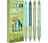 EduPlayte 4 Erasable Student Pens, 0.5mm Erasable Pen Set Equipped with ultra soft protective sheath, Green Tea Cloud Pie Print, Student Gift, School Office Supplies