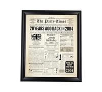 EDUS Back in 2004 Posters with Framed, 20th Birthday Decorations for Men and Women 12x10 Inches Posters for Birthday, Vintage 20 Years Anniversary