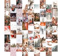 EDUS Christmas Decor Wall Collage Kit Aesthetic Pictures, 54PCS (4x6inch), Christmas Abstract Art Print Pictures for Bedroom Wall Decor Aesthetic, Christmas Pictures Decor