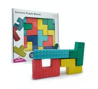 Edushape Sensory Puzzle Blocks, 18 piece Set - Colourful Textured Interlocking Construction Block Puzzles for Sensory Development in Toddlers & Kids - Soft Baby Blocks, STEM Educational Learning Toy