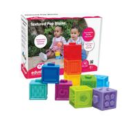 Edushape Textured Pop Blocks. Soft Baby Building Blocks Toys Teethers Toy Educational Squeeze Stacking Play with Numbers Animals Shapes. 6 Months +