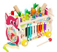 edutree 8 in 1 Wooden Montessori Toys for Toddlers 1 2 3, Whack a Mole Game Xylophone for Toddlers 1-3, Preschool Educational Activity for Baby Boys Girls
