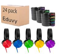 Eduvy Bulk Headphones for Classroom, 24 Pack Durable Wired School Headphones for Students. Teacher Must Haves Supplies from Elementary to College (Mixed Color)