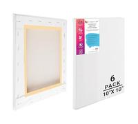 Eduway® 10 x 10 Inch Pre-Strung Medium Grain 200g Primed Cotton Canvas with Wooden Frame for Beginners and Artists Suitable for Acrylic, Oil, Watercolor, Pack of 6