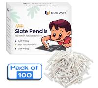 Eduway 100 Pcs Slate Chalk Pencil Bitti | Natural Organic Limestone Chalk Pencil For Writing & Creative | Non-Toxic Pure Natural Earthy Slate Bar Box For Black & Green Board | (Saleti Chalk)`