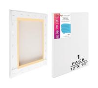 Eduway 12x18 inch Medium Grain Cotton Pre-Stretched Canvas with Wooden Frame for Painting, White