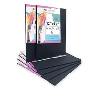 Eduway® Black Canvas Board for Painting- 12x12 Pof 6 | Premium Quality 7Oz Pre-Primed Cotton Black Canvas Board for Artists | Ideal for Acrylic, Oil, Gouache, Pastels Colors (Pof 6) (30x30 cms)