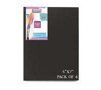 Eduway® Black Canvas Board for Painting- 5x7 Pof 4 | Premium Quality 7Oz Pre-Primed Cotton Black Canvas Board for Artists | Ideal for Acrylic, Oil, Gouache, Pastels Colors (Pof 4) (12x17 cms)