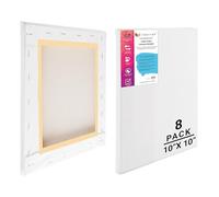 Eduway Medium Grain 10x10 Inch - Cotton Pre Stretched Canvas with Wooden Frame for Painting, White - (Set of - 8 Pcs) - (25x25 Cms).