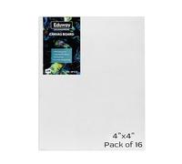 Eduway Medium Grain 4x4 inch Cotton Canvas Board- Pack of 16, (10x10 cms) with 4mm MDF Board Backing, for Painting