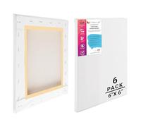 Eduway Medium Grain 6x6 Inch - Cotton Pre Stretched Canvas with Wooden Frame for Painting, White - (Set of - 6 Pcs) - (15x15 Cms).