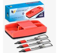Eduway Premium Non-Magnetic Whiteboard/Chalkboard Plastic Duster Eraser| with 3 Marker | Perfect for Cleaning & Durable| Ideal for Teacher, Office, Kids, and Home |(1 Duster, 3Marker) -Assorted Color