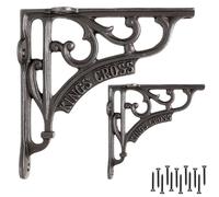 EDUWURXS Cast Iron Industrial Shelf Brackets 6x6” | Heavy Duty Rustic Wall Brackets (2 Pack) | Stylish Shelf Supports for Kitchen, Living Room & More | Kings Cross