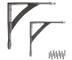 EDUWURXS Industrial Cast Iron Penny Gallow Shelving Brackets Pack of 2 6X6 Heavy Duty Wall Brackets for Shelves, Kitchen Shelves, Living Room, Additional