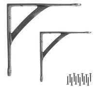 EDUWURXS Industrial Cast Iron Penny Gallow Shelving Brackets Pack of 2 8X8 Heavy Duty Wall Brackets for Shelves, Kitchen Shelves, Living Room, Additional