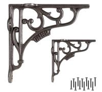EDUWURXS Industrial Cast Iron Shelf Brackets 6x6” | Heavy Duty Wall Brackets for Shelves (Pack of 2) | Rustic Shelf Supports for Kitchen, Living Room & More (GNER)