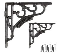 EDUWURXS Industrial Cast Iron Shelf Brackets 6x6” | Heavy Duty Wall Brackets for Shelves (Pack of 2) | Rustic Shelf Supports for Kitchen, Living Room & More (Waterloo)