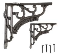 EDUWURXS Industrial Cast Iron Shelf Brackets 6x6” | Heavy Duty Wall Brackets for Shelves (Pack of 2) | Rustic Shelf Supports for Kitchen, Living Room & More (Covent Garden)