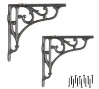 EDUWURXS Industrial Ornate Cast Iron Shelf Brackets 5x5in, Pair