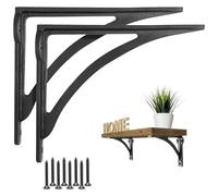 EDUWURXS Ironbridge Cast Iron Heavy Duty Shelving Brackets | Wall Shelf Supports (7x8" Pack of 2)