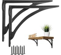 EDUWURXS Ironbridge Cast Iron Shelf Brackets 4x5.5in, Pair | Heavy-duty cast iron shelf brackets for wall-mounted shelving in homes, workshops and commercial spaces.