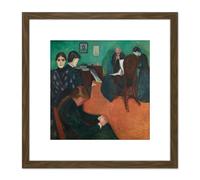 Edvard Munch Death In The Sickroom 8X8 Inch Square Wooden Framed Wall Art Print Picture with Mount Artery8 Brown One Size