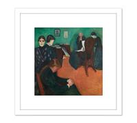 Edvard Munch Death In The Sickroom 8X8 Inch Square Wooden Framed Wall Art Print Picture with Mount Artery8 White One Size