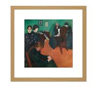 Edvard Munch Death In The Sickroom 8X8 Inch Square Wooden Framed Wall Art Print Picture with Mount Artery8 Light Oak One Size
