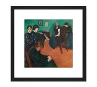 Edvard Munch Death In The Sickroom 8X8 Inch Square Wooden Framed Wall Art Print Picture with Mount Artery8 Black One Size