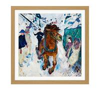 Edvard Munch Galloping Horse Cropped Square Wooden Framed Wall Art Print Picture 16X16 Inch