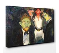 Edvard Munch Jealousy Canvas Print | Gallery Wrapped 30mm Frame Wall Art | 30x20 inches | Ready to Hang | Modern Picture | Living Room Bedroom Lounge Office