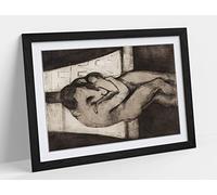 Edvard Munch The Kiss Romantic Love Bedroom Framed Wall Art Print Picture - A3 - Black Frame