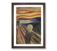 Edvard Munch The Scream Framed Print | A2 Walnut Framed Wall Art | Ready to Hang | Modern Nature Picture | Living Room Bedroom Lounge Office