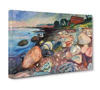 Edvard Munch The Shore with a Red House Canvas Print | Gallery Wrapped 30mm Frame Wall Art | 24x16 inches | Ready to Hang | Modern Picture | Living Room Bedroom Lounge Office
