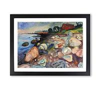 Edvard Munch The Shore with a Red House Classic Painting Framed Print | A3 Black Framed Wall Art | Ready to Hang | Classic Historical Picture | Living Room Bedroom Lounge Office