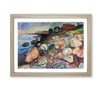 Edvard Munch The Shore with a Red House Classic Painting Framed Print | A4 Oak Framed Wall Art | Ready to Hang | Classic Historical Picture | Living Room Bedroom Lounge Office