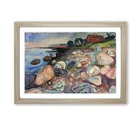 Edvard Munch The Shore with a Red House Framed Print | A2 Oak Framed Wall Art | Ready to Hang | Modern Nature Picture | Living Room Bedroom Lounge Office