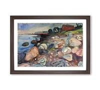 Edvard Munch The Shore with a Red House Framed Print | A2 Walnut Framed Wall Art | Ready to Hang | Modern Nature Picture | Living Room Bedroom Lounge Office