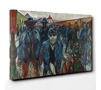 Edvard Munch Workers on Their Way Home Canvas Print | Gallery Wrapped 30mm Frame Wall Art | 30x20 inches | Ready to Hang | Modern Picture | Living Room Bedroom Lounge Office