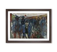 Edvard Munch Workers on Their Way Home Framed Print | A2 Walnut Framed Wall Art | Ready to Hang | Modern Nature Picture | Living Room Bedroom Lounge Office