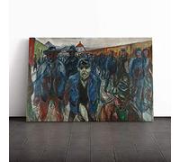 Edvard Munch Workers on Their Way Mounted & Stretched Box Frame Picture Canvas Print | Gallery Wrapped 30mm Frame Wall Art | 20x14 inches | Ready to Hang | Contemporary Picture | Living Room Lounge