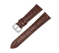 EDVENA 12 13 14 15 16 17 18 19 21 20 22 24mm Genuine Leather Strap Men Women Quick Release Smart Watch Band Bracelet(Dark brown,18mm)