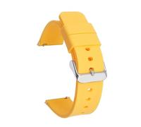 EDVENA 14mm 16mm 18mm 19mm 20mm 21mm 22mm 24mm Quick Release Soft Silicone Watch Band Rubber Waterproof Bracelet Replacement(Yellow silver,20mm)