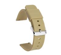 EDVENA 14mm 16mm 18mm 19mm 20mm 21mm 22mm 24mm Quick Release Soft Silicone Watch Band Rubber Waterproof Bracelet Replacement(Cream color silver,22mm)