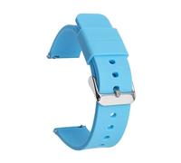 EDVENA 14mm 16mm 18mm 19mm 20mm 21mm 22mm 24mm Quick Release Soft Silicone Watch Band Rubber Waterproof Bracelet Replacement(Light blue silver,16mm)