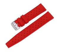 EDVENA 18mm 20mm 22mm Rubber Watch Strap Waterproof Porous Breathable Diving Sports Replacement Compatible With Men And Women(Red,20mm)