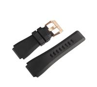 EDVENA 34mm*24mm Black Silicone Rubber Watchband Pin Buckle Waterproof Strap Compatible With Bell Ross BR01 BR03 Watch BR(Black Rose Buckle)