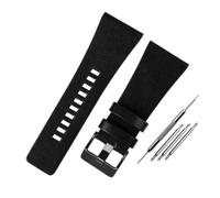 EDVENA Compatible With Diesel/POlice Watchbands Men's Wrist Large Size Watch Bands 26MM 28MM 30MM 32MM Black Brown Genuine Calf Hide Leather Strap (Color : Black black buckle, Size : 32mm)