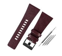 EDVENA Compatible With Diesel/POlice Watchbands Men's Wrist Large Size Watch Bands 26MM 28MM 30MM 32MM Black Brown Genuine Calf Hide Leather Strap (Color : Brown black, Size : 32mm)
